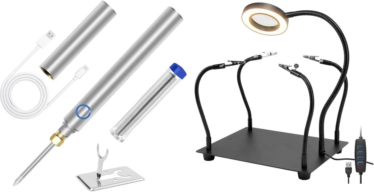 Cordless Soldering Iron Kit+Helping Hands Soldering Station