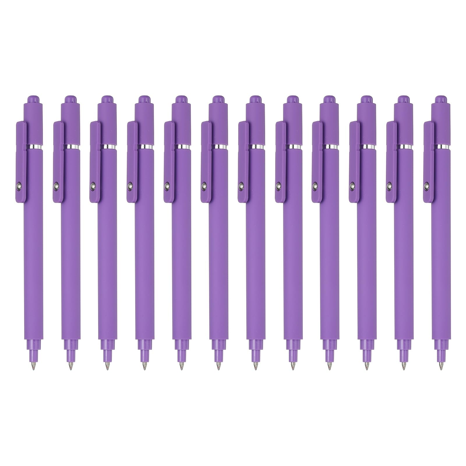 PATIKIL 12 Pcs Retractable Gel Pens, 0.5mm Black Ink Fine Point Smooth Writing Cute Aesthetic Pen Quick Dry for Office Home Journaling Note Taking Supplies, Purple