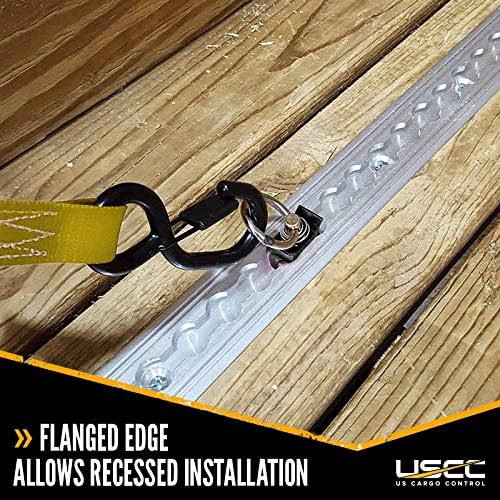 Miniatura 4 de US Cargo Control Riel L de aluminio con brida de 96 pulgadas con accesorios de montaje, perfecto para asegurar motocicletas, cuatrimotos, tractores