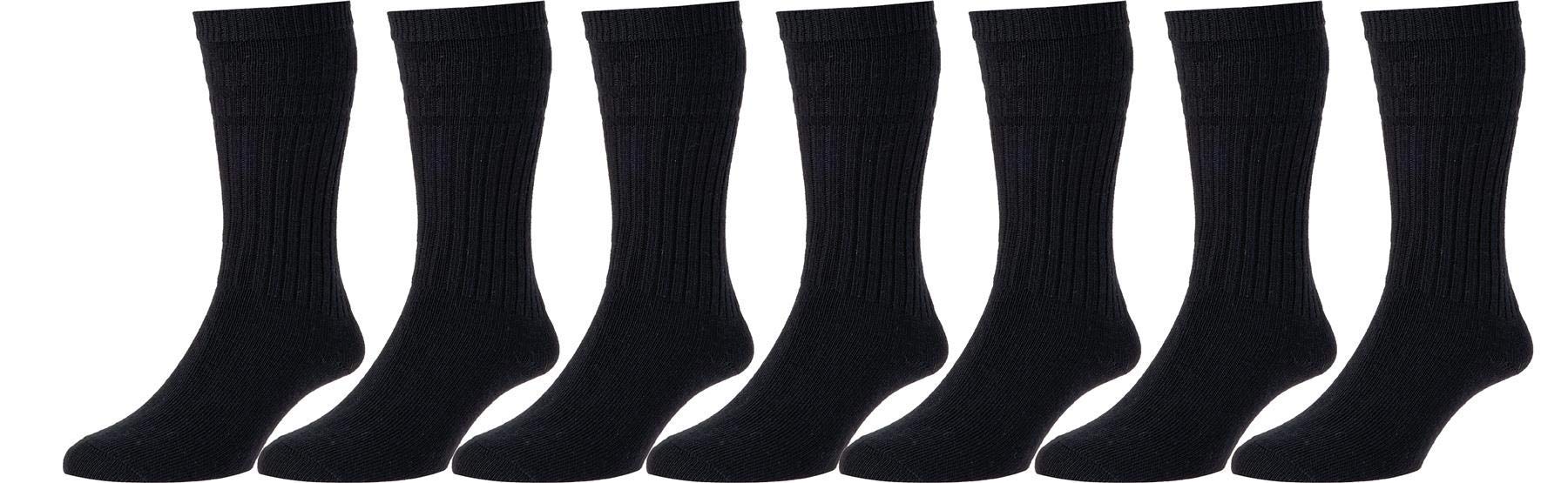 Hombre sin Elástico Térmico Calcetines de Lana (HJ95), Múltiple Opciones de Color - Negro (7 Pares Pack), 46.5-50 EU