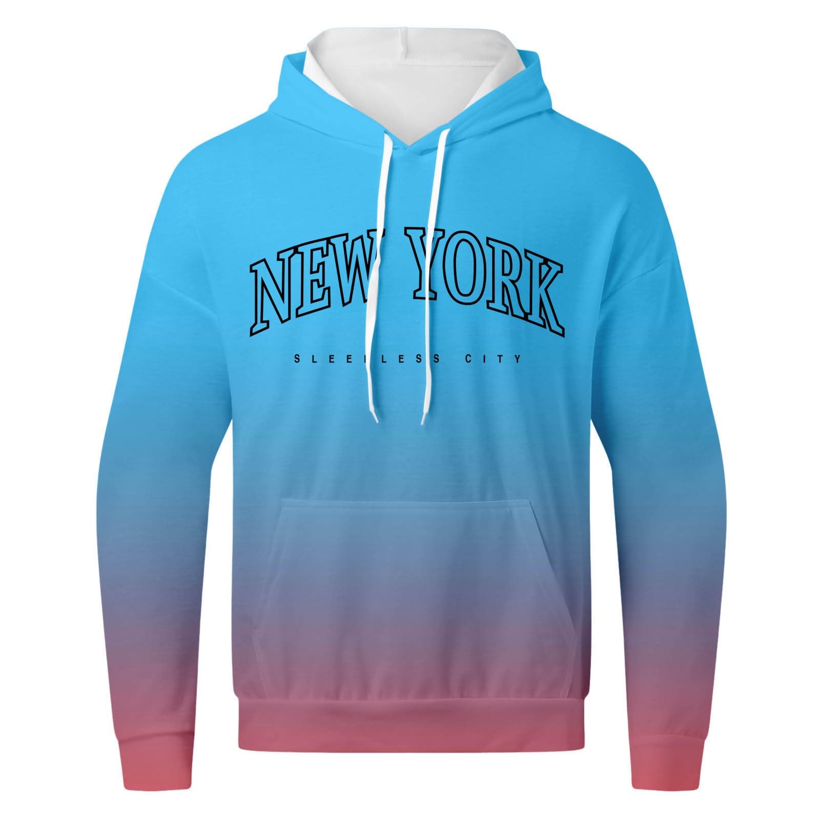 Generisch Męski dres do biegania, zestaw New York z logo, gradientowy dres treningowy bluza z kapturem i spodnie do biegania, dwuczęściowy strój sportowy z kieszeniami, wygodny zestaw do joggingu