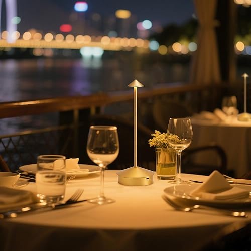 Miniatura 2 de EJQ Lámpara de mesa inalámbrica, luz de mesa LED portátil, recargable de 6000 mAh, funciona con pilas, lámpara táctil de atenuación continua de 3