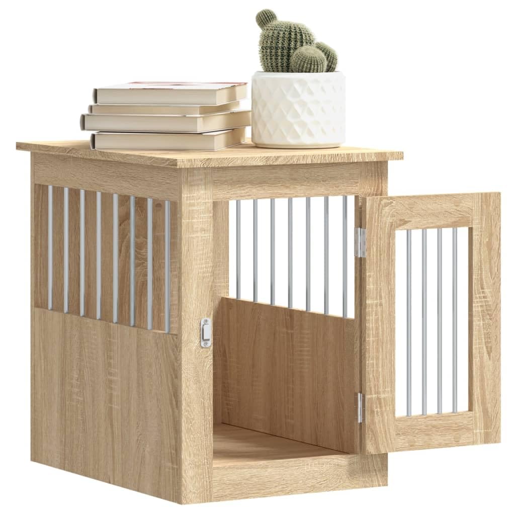 Cage pour Chien Intérieur, Meuble Cage Niche Maison pour Chien chêne Sonoma 45x62x59 cm