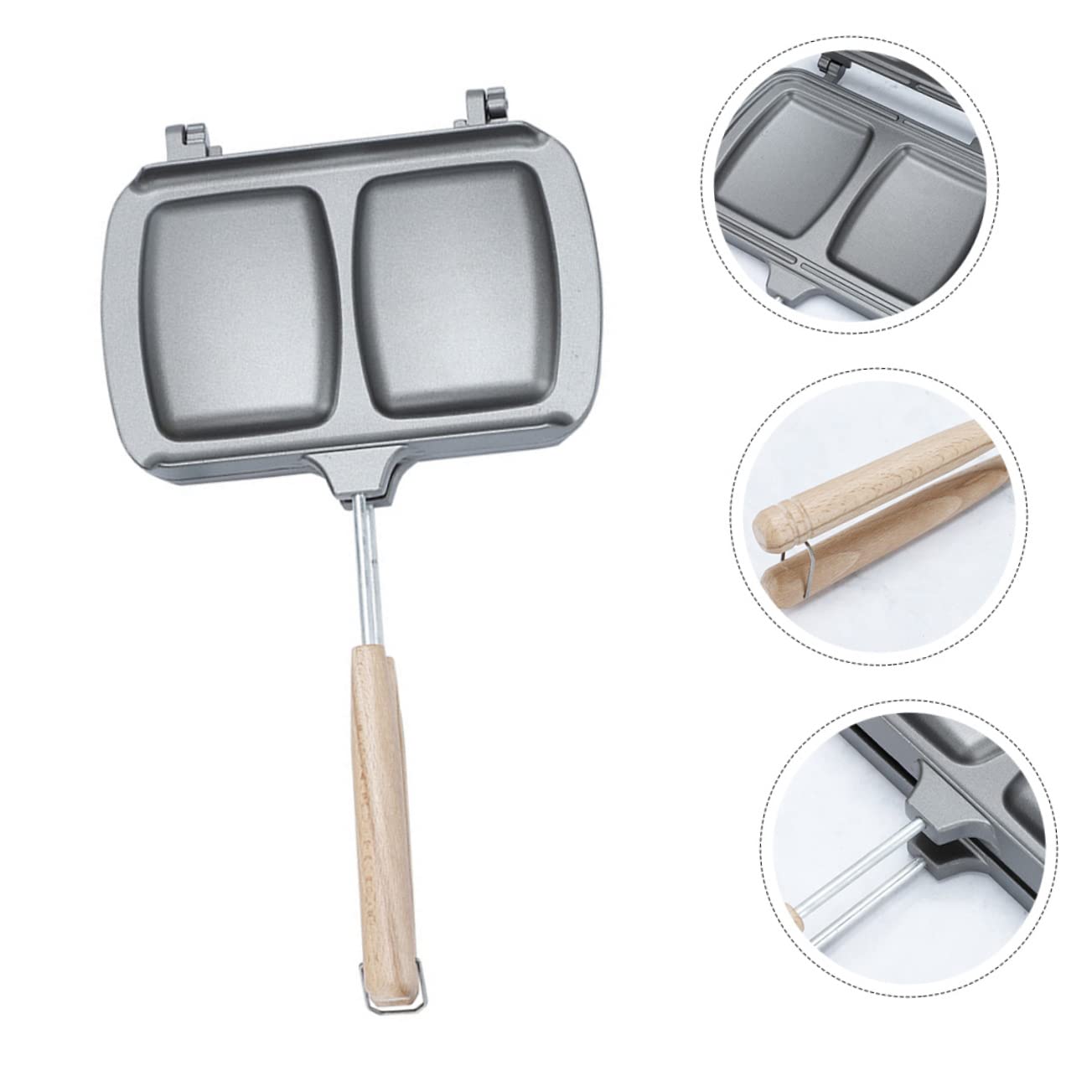 PRETYZOOM Padella Antiaderente per Sandwich Doppia Faccia Manici Smontabili, Piastra per Panini e Toast, Adatta a Fornelli a Gas e Induzione per Cucina e Colazione