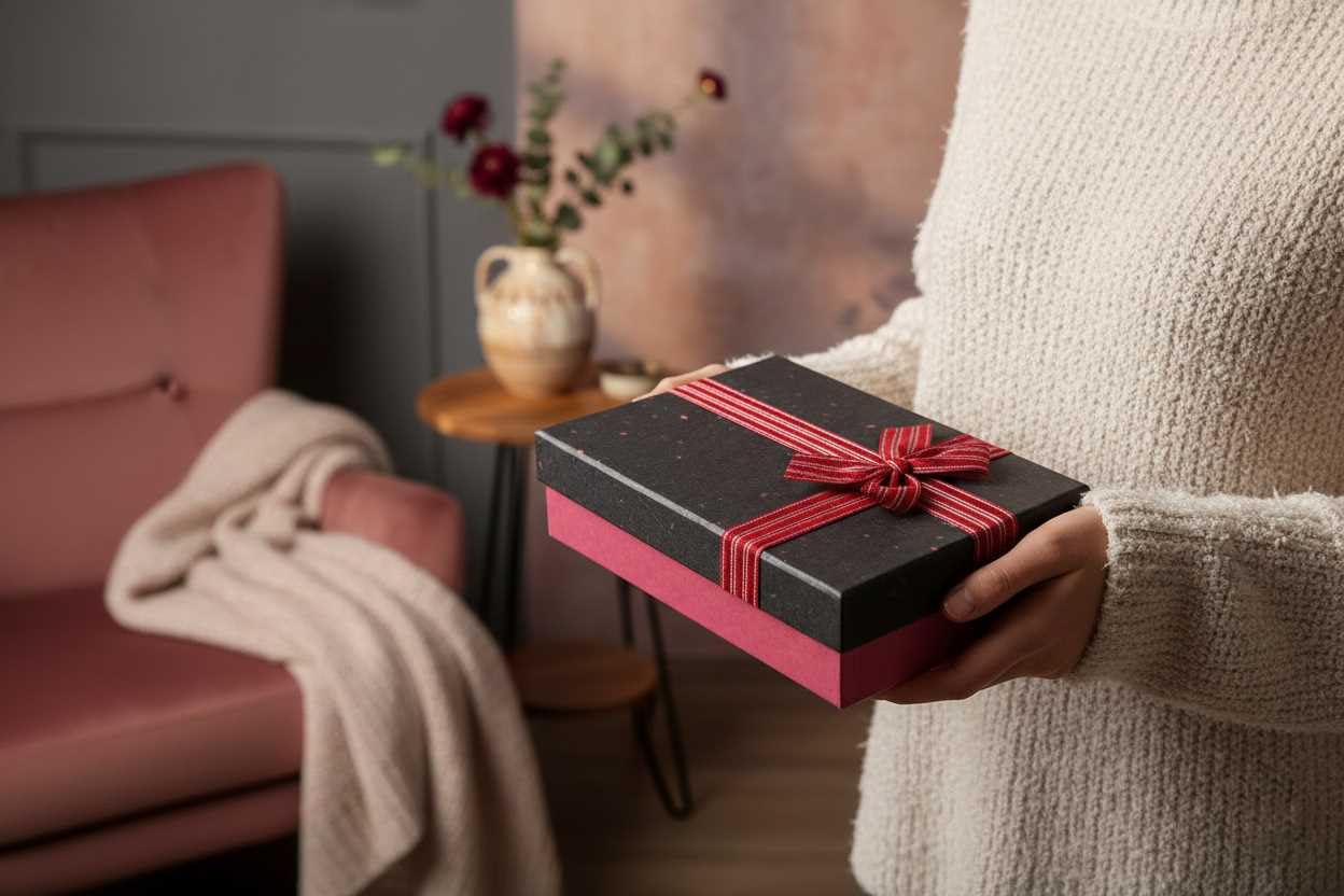 Stijve geschenkdoos met deksel, bruin interieur en decoratief lint, set van 3, 42 x 30 x 8,5 cm, 40,5 x 28,5 x 7 cm, 39 x 27 x 5,5 cm - België