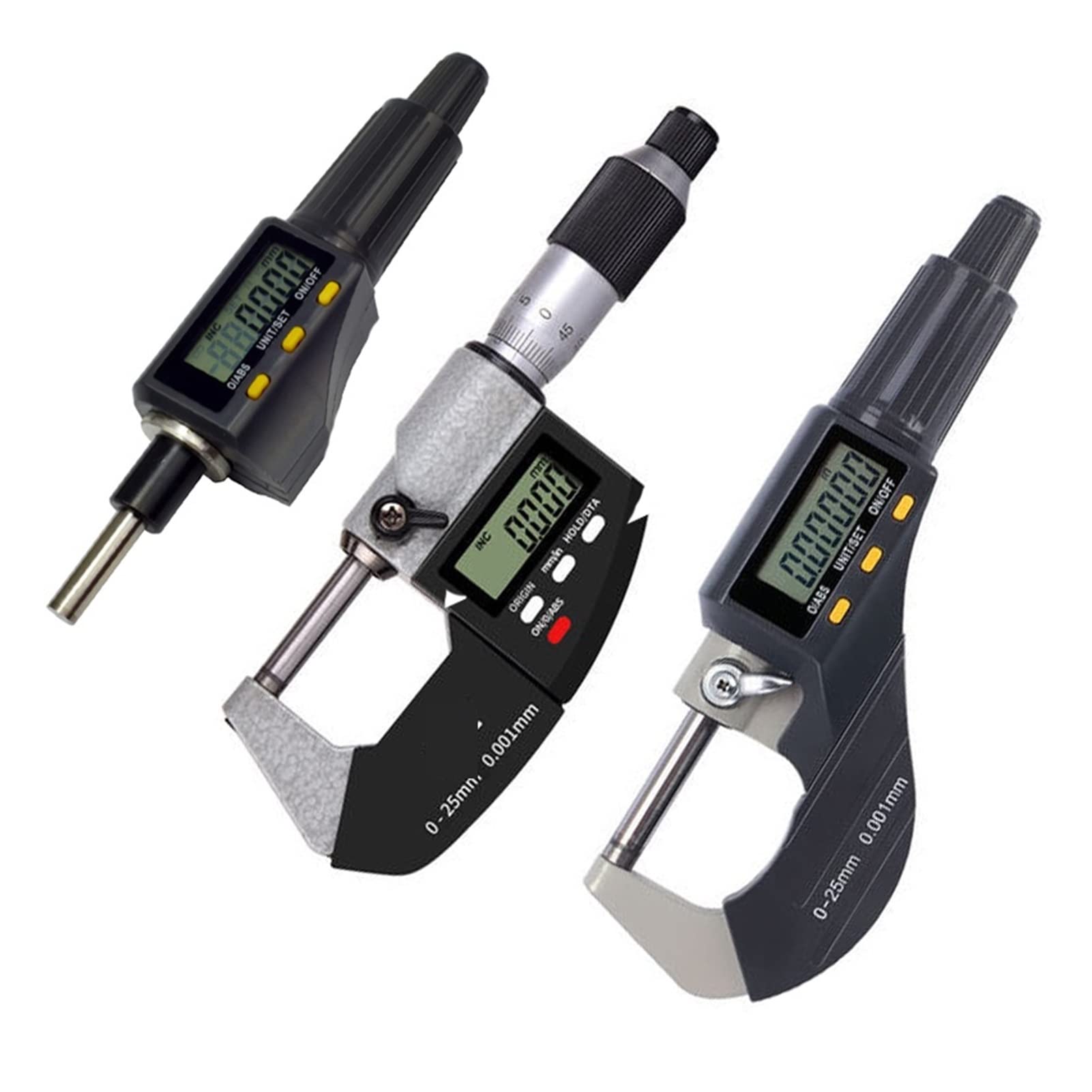 Micrómetro de Exteriores 0-25mm 1inch Micromaster Digital Cabeza micrométrico 0.001mm Electrónico Micrómetro Micrómetro Carburo Mida Herramientas Calibrador Calibrador(with Scale)