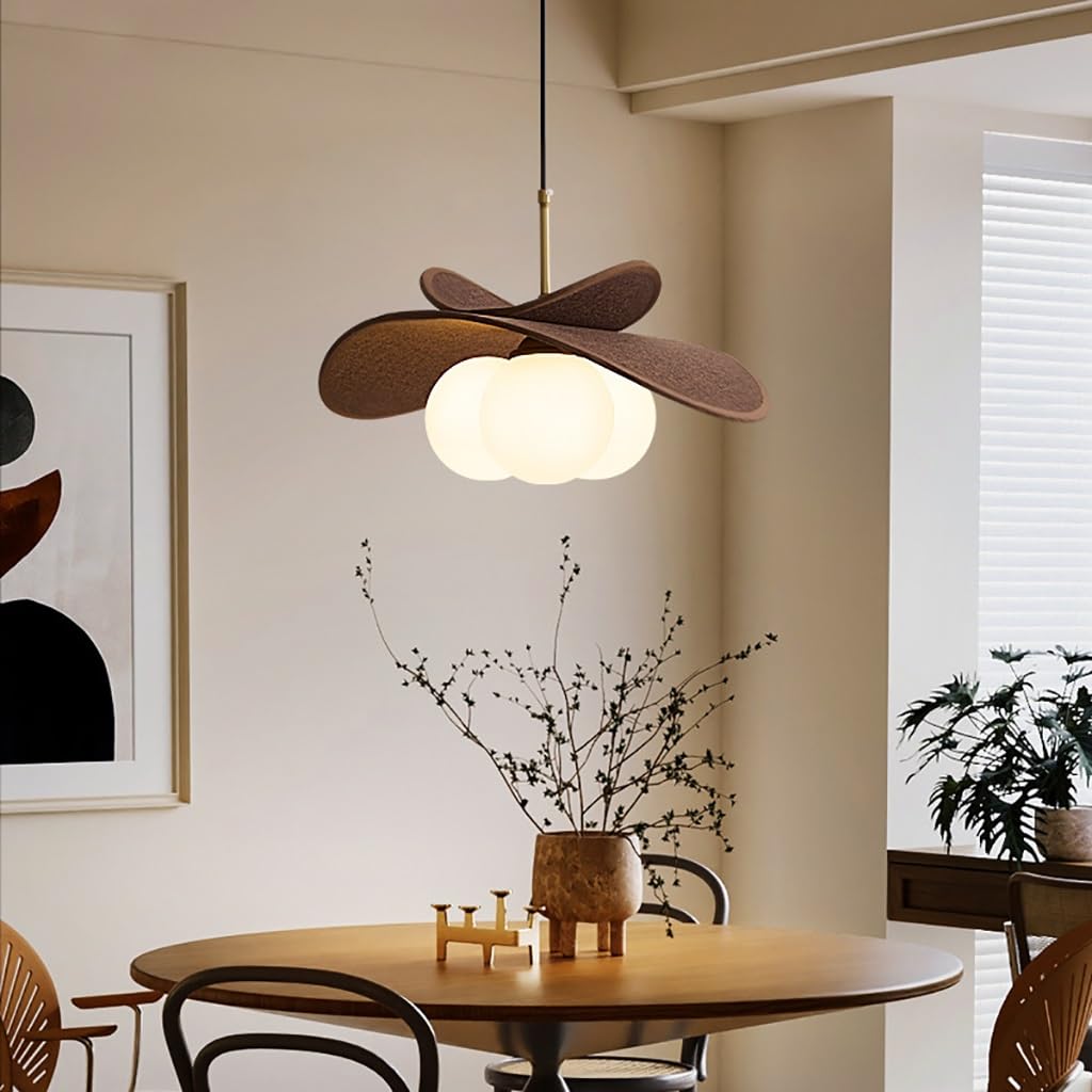 Lumière Pendentive De Style Rétro Restaurant Verre Lampe Suspendue | Lampe Suspendue De Style Wabi Sabi Réglable En Hauteur Utilisé Pour Salon Salle À Manger Lampe Pendentive De Cuisine(3 heads)
