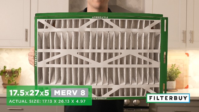 Image of Filterbuy 17.5x27x5 Air Filter MERV 8 Essential Dust & Allergy Defense (2-Pack), Pleated HVAC AC Furnace Filters for Trane Perfect Fit & American Standard (Actual Size: 17.13 x 26.13 x 4.97)