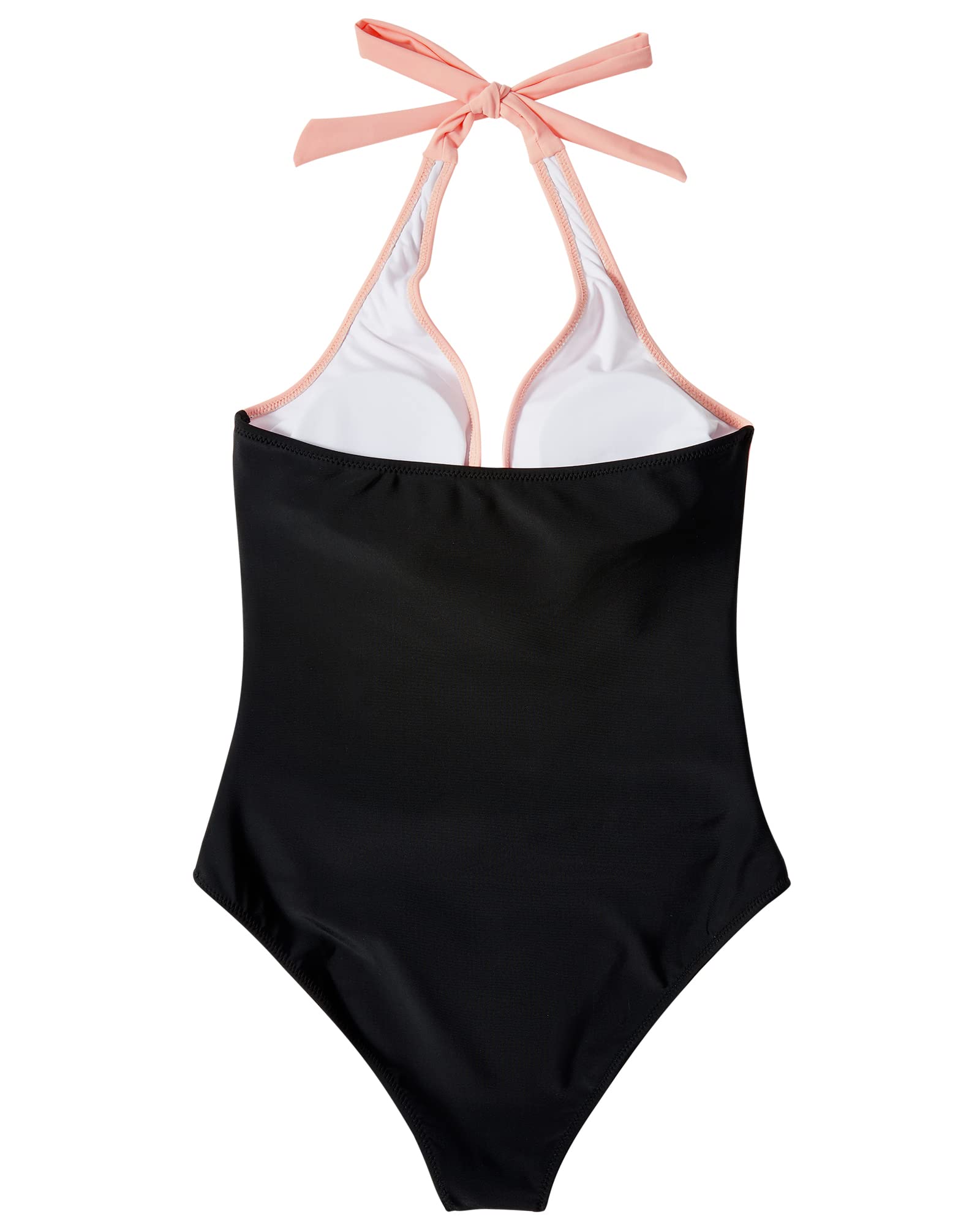RXRXCOCO Traje de baño sexy con cuello en V, push up, para mujer, con forma de barriga, con escote halter, espalda descubierta, traje de baño con copas