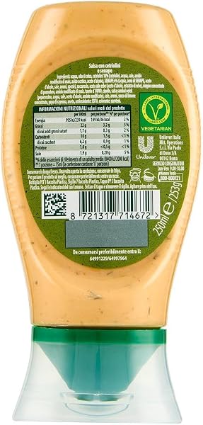 Calvé Salsa Crispy, Formato 250 ml Top Down, Salsa con Cetriolini e Cipolla Ispirata ai Fast Food, Gusto Intenso e Cremoso per Burger, Sandwich, Nuggets e Snack Salati - 2
