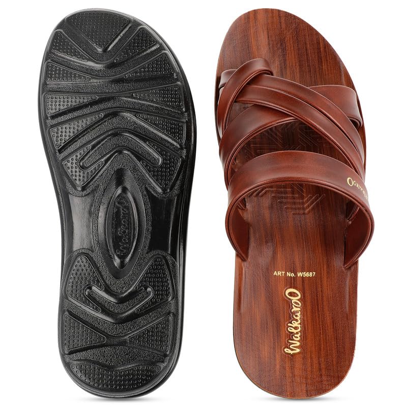 Image of WALKAROO Men's Fashion Sandals with Toe Ring, Cross Straps and Lightweight - W5687