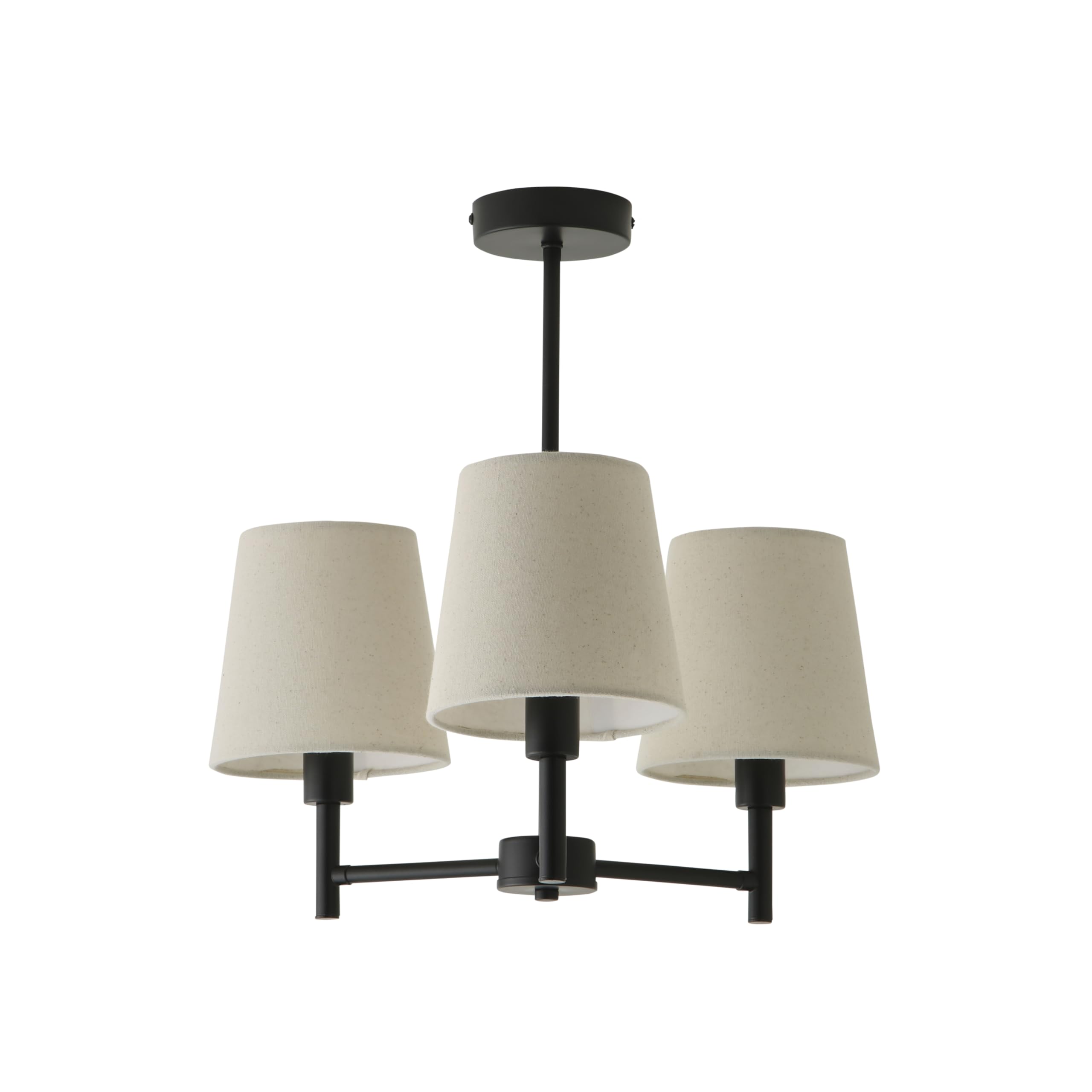 Valuelights Kincaid 3 Arm Matte Black Chandelier Ceiling Light With Tapered Shades And Bulbs from B&Q