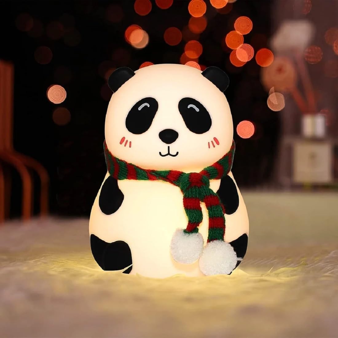 NPN Cute Panda Night Lamp,LED Night Light for Kids,7 Color Changing, BPA-Free Soft Silicone Nursery Lamp with Tap Controlled Adjustable Brightness, Multicolor.