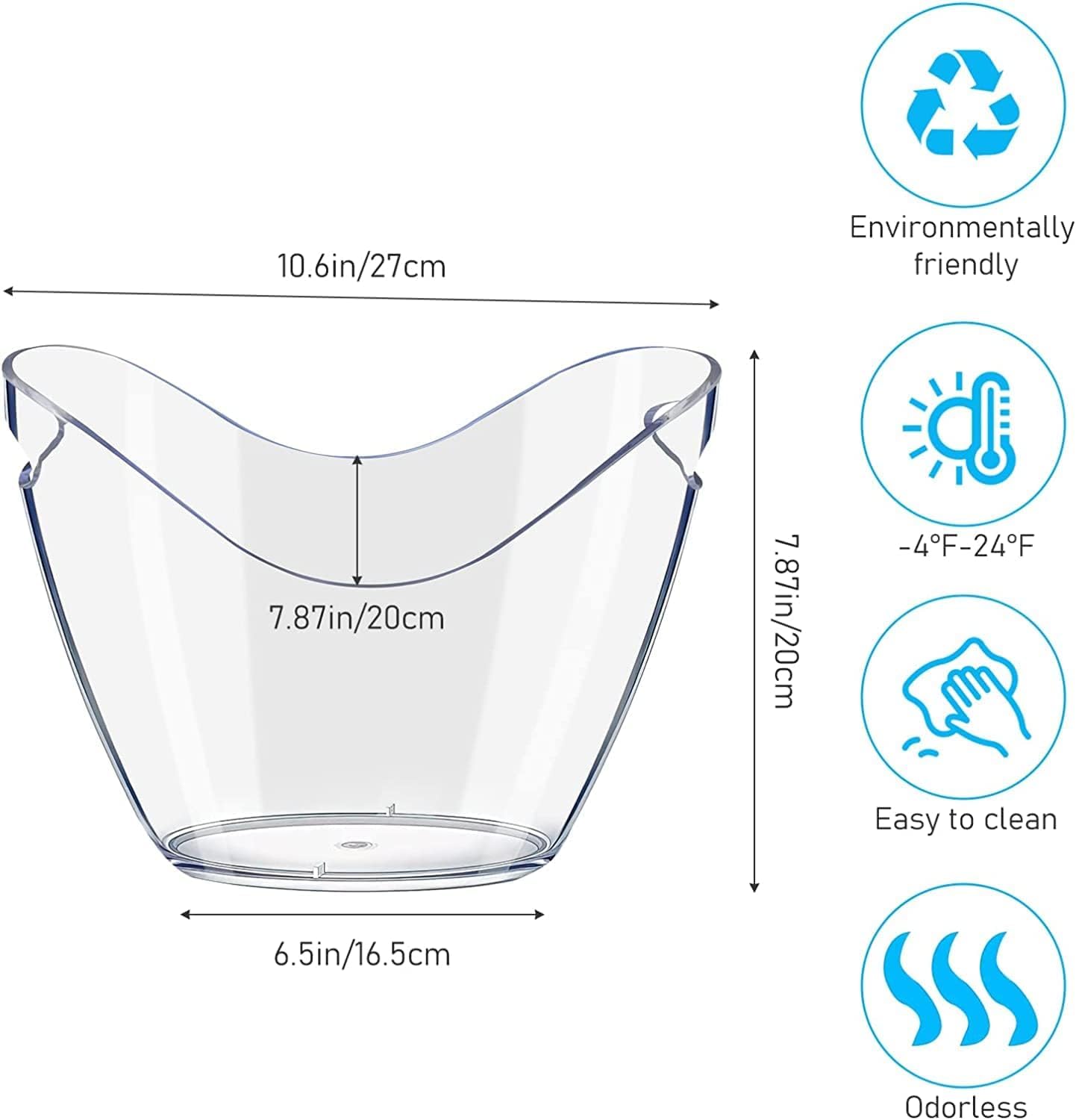 Cubo de hielo para cerveza, 4 cubos de vino acrílico de 4 litros, ideal para el hogar, bar, fiesta, club, restaurante, camping, cerveza fría, vino champán y accesorios de bar (4 L)