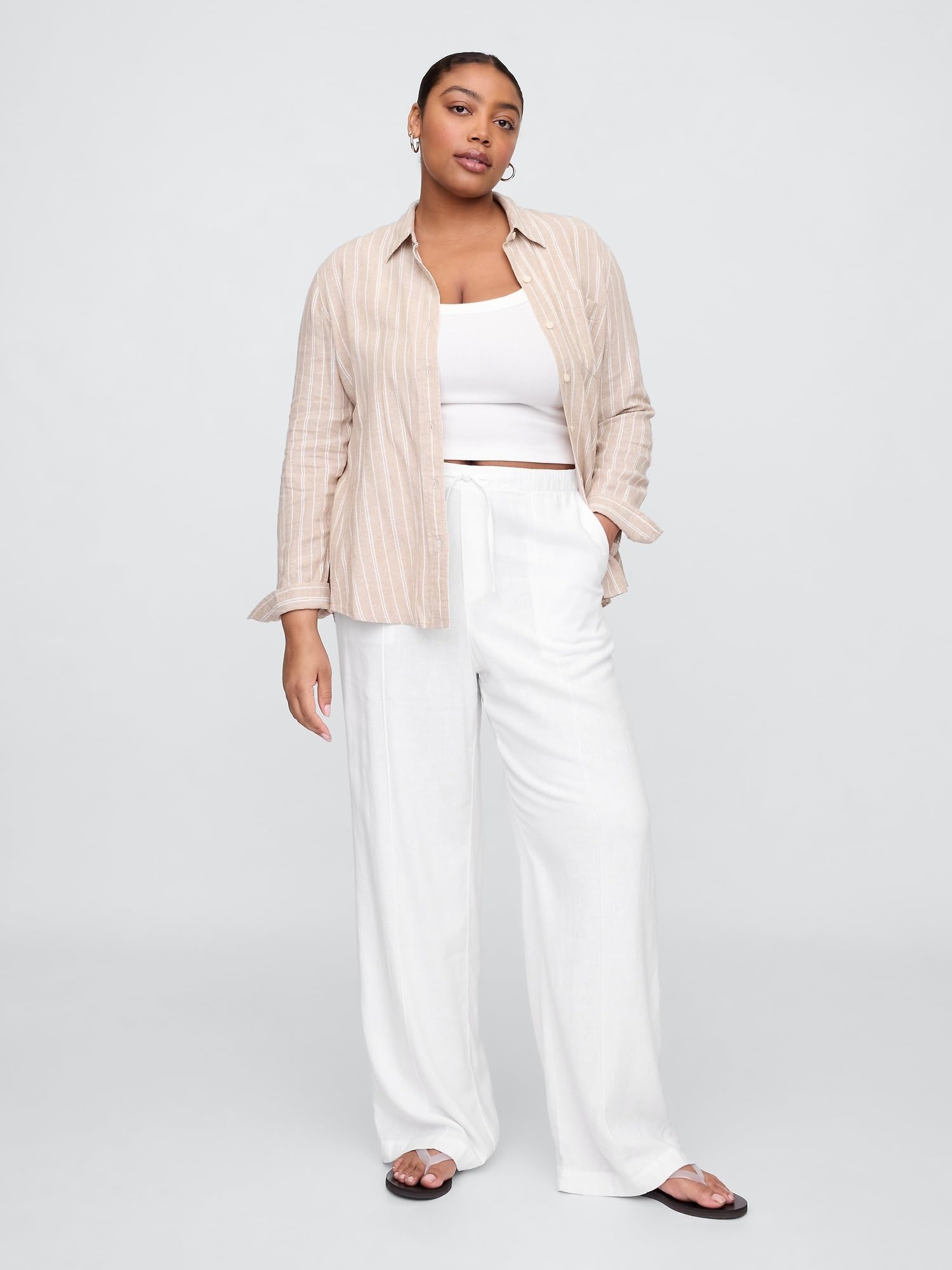 Gap Wide Leg Linen Pull On Pant Pantalones para Mujer