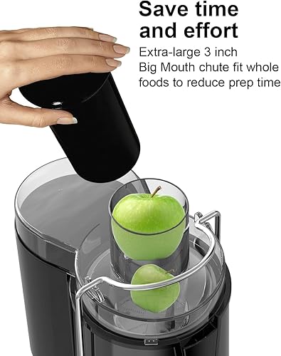 Miniatura 2 de SiFENE Máquinas exprimidoras, boca grande, canal de alimentación grande de 3 pulgadas para frutas y verduras enteras, extractor centrífugo, fácil de
