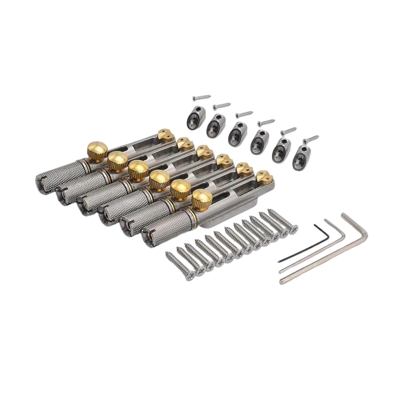 Mostek Ze Stali Nierdzewnej 6 Strunowy Do Gitar Bezgłowych Z Podstrunnicą W Kształcie Wachlarza Jeden Zestaw Mostek Gitary Profesjonalnej(6 Pieces-PRO)