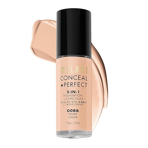 Milani - Conceal + Perfect, base + corrector 2 en 1, tono Nude (1 onza líquida) Base líquida libre de crueldad - Cubre ojeras, imperfecciones y