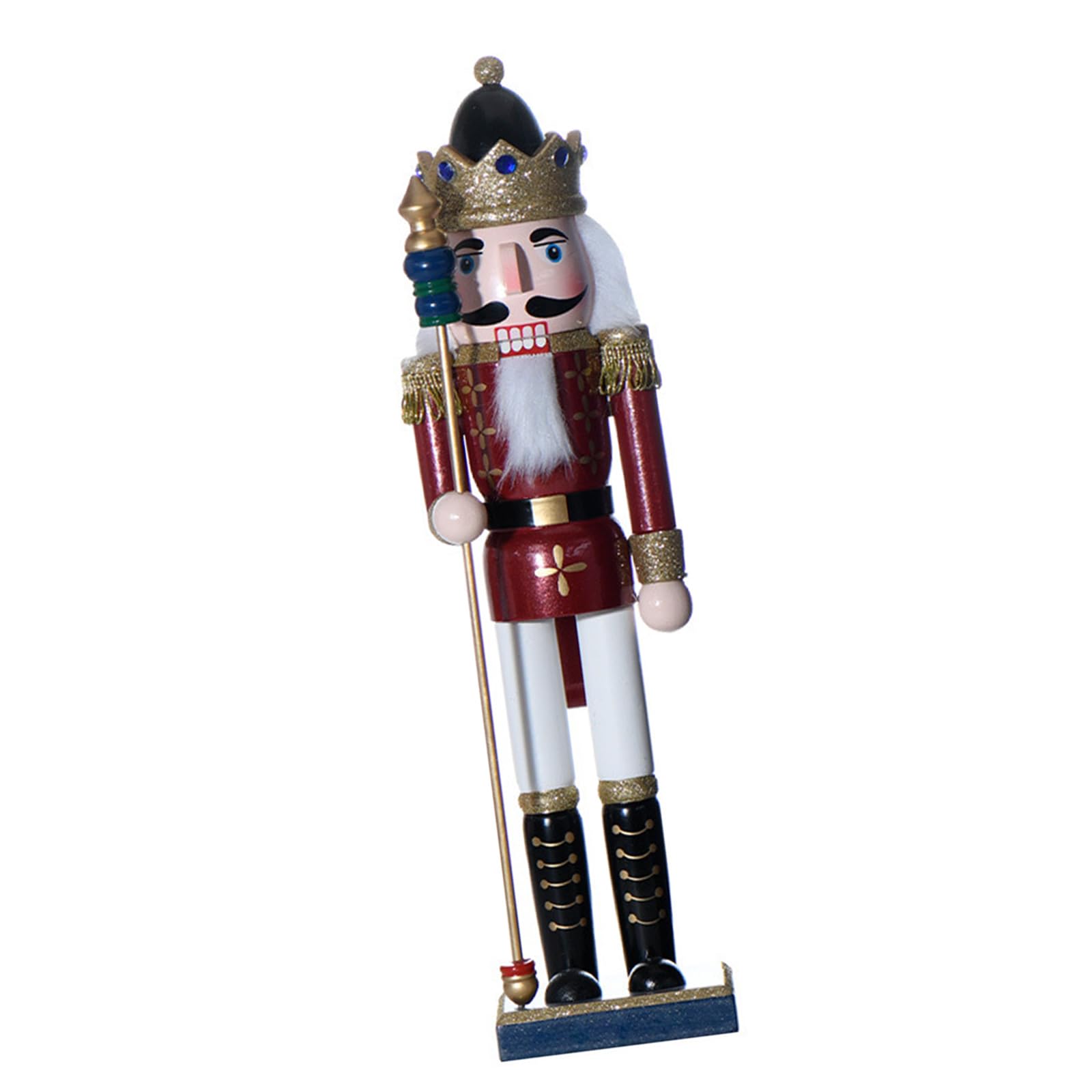 Tsophreniq Christmas Ornament Wood Soldier Nutcrackers 38cm Unique Christmas Ornament for Seasonal Charm Delicate Carving Designs
