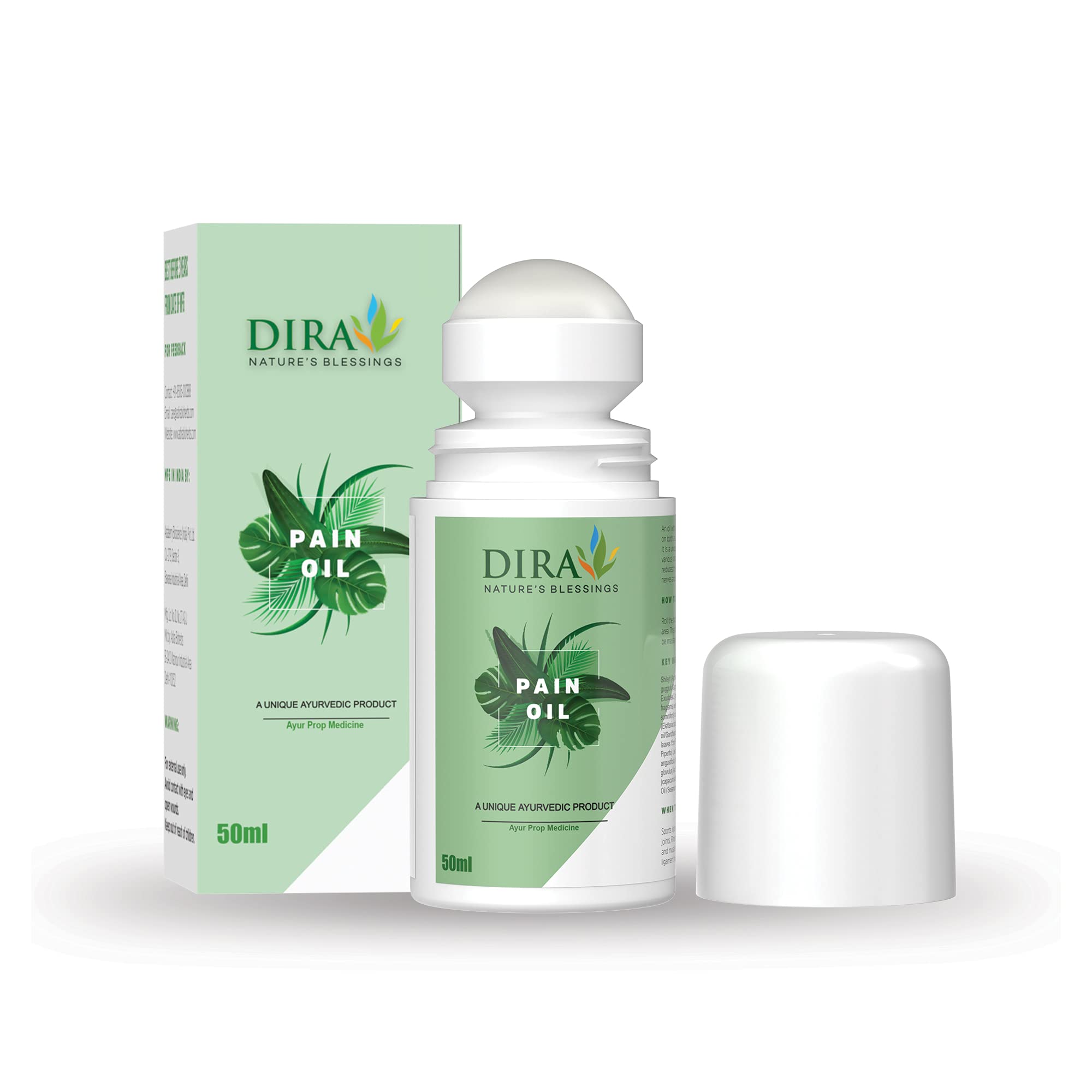 DIRA NATURES BLESSINGS Ayurvedic Pain Relief Oil Roll-on for Muscle & Joint pain, Back, Knee, Shoulder, and Arthritis | 100% Natural Herbal Oil Without Any Burning Sensation (50ml) (B091P4VWLD) Amazon Price History, Amazon Price Tracker