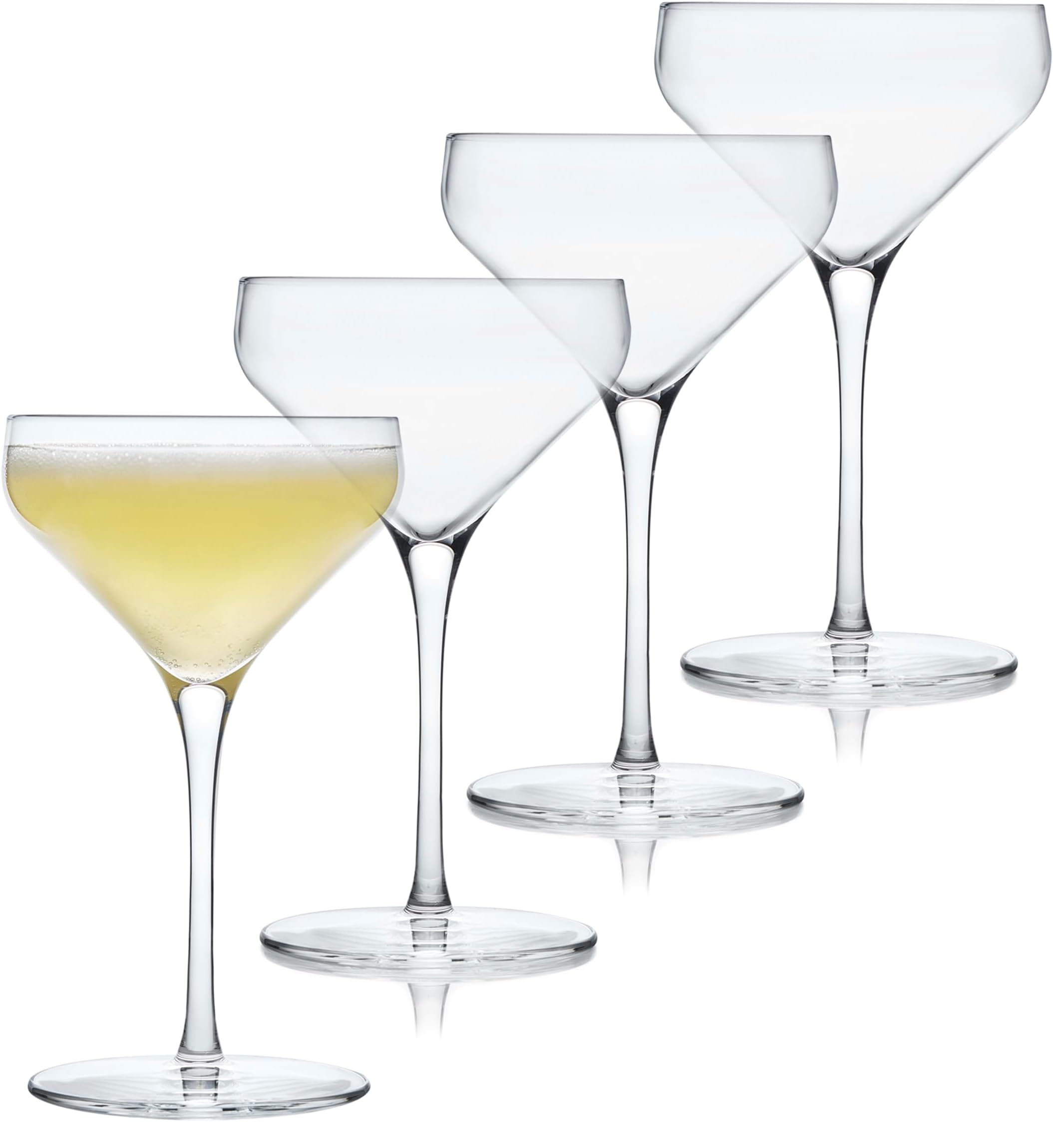 Signature Greenwich Coupe Glasses Set of 4, Timeless Champagne Coupe Glasses for Drinks and Desserts, Cocktail Glasses for All Occasions
