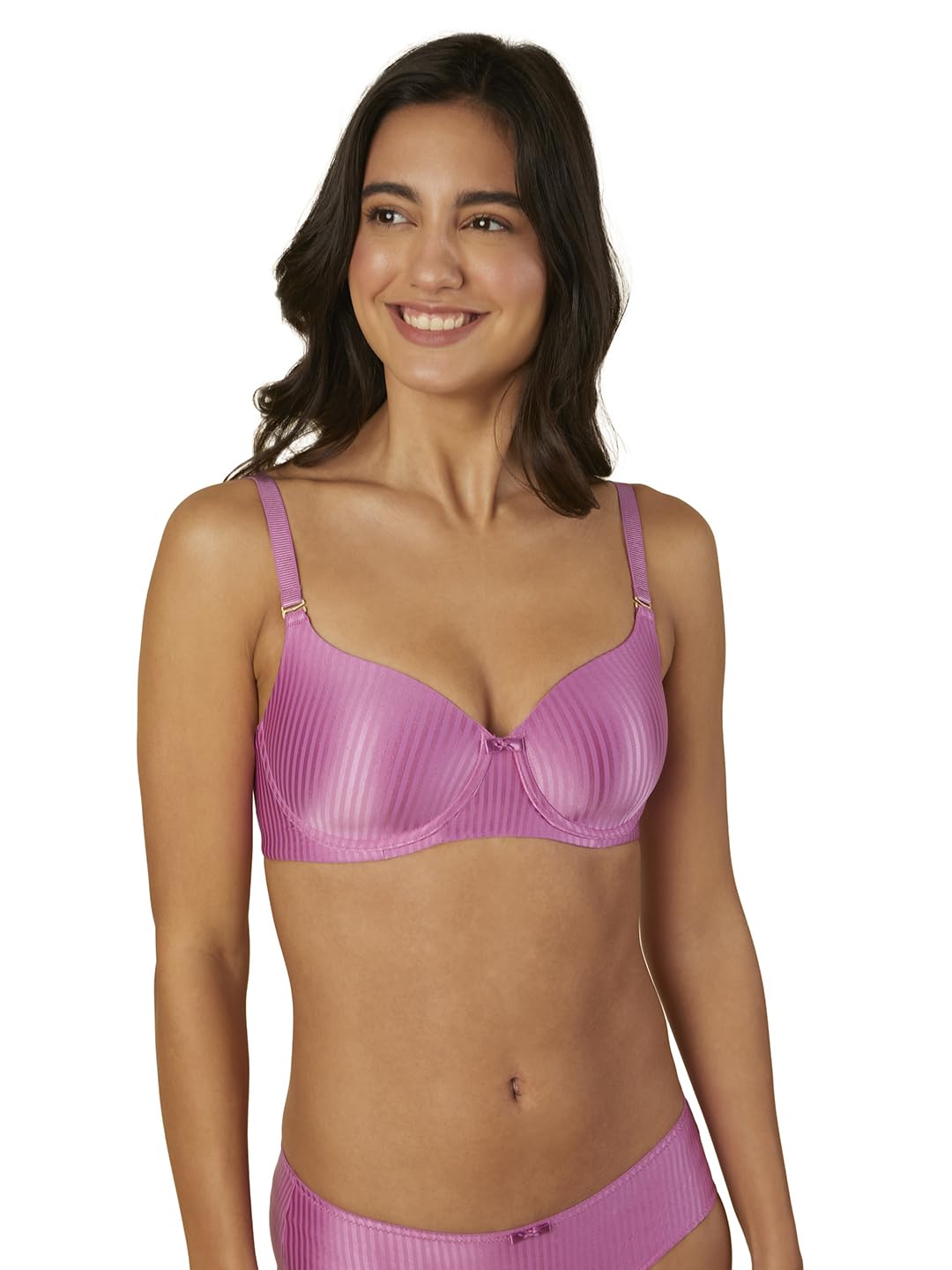 triumph Women's Polyamide Wire Free Casual T-Shirt Bra (110I648_Purple-picture-25