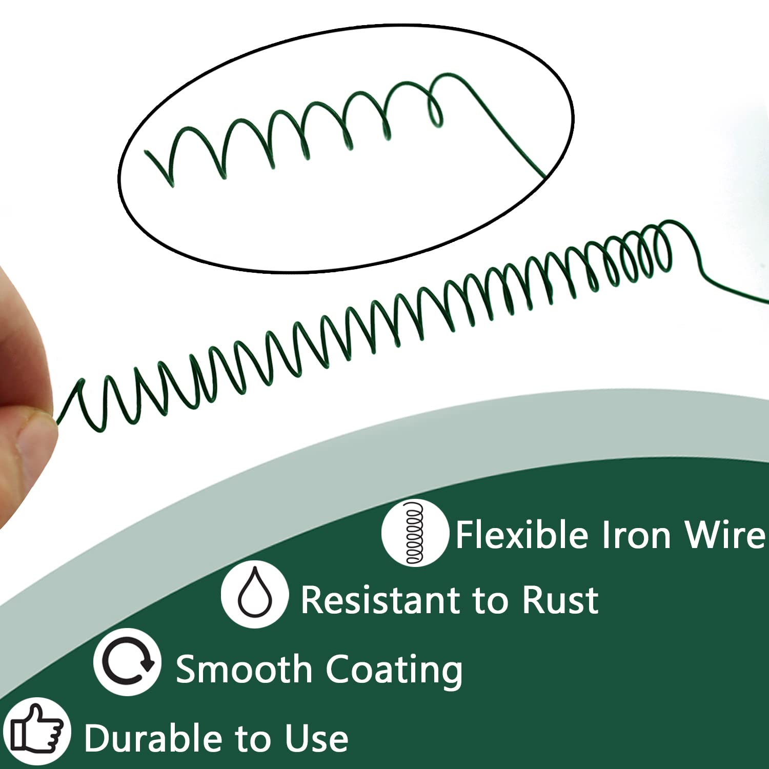 Fil Fer Jardinage 100m Fil De Fleuriste Tenn Well 100m - Calibre 22, Vert, Avec Cutter Pour Arrangements Floraux Attache Plante