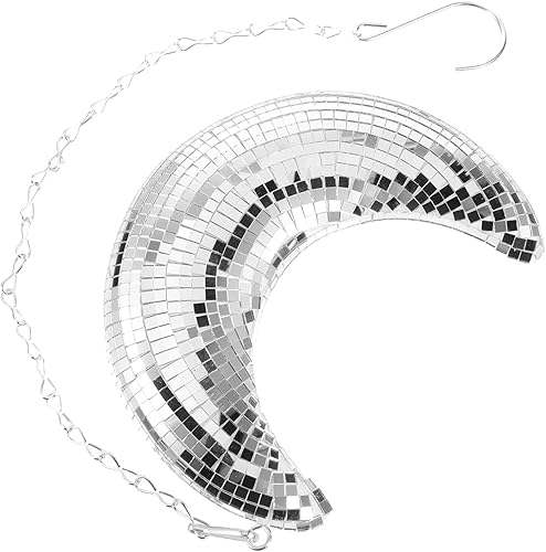 DOITOOL Bola de discoteca, difusor de bola de discoteca colgante en forma de luna con cadena de 20 pulgadas para fiesta de discoteca, adornos de