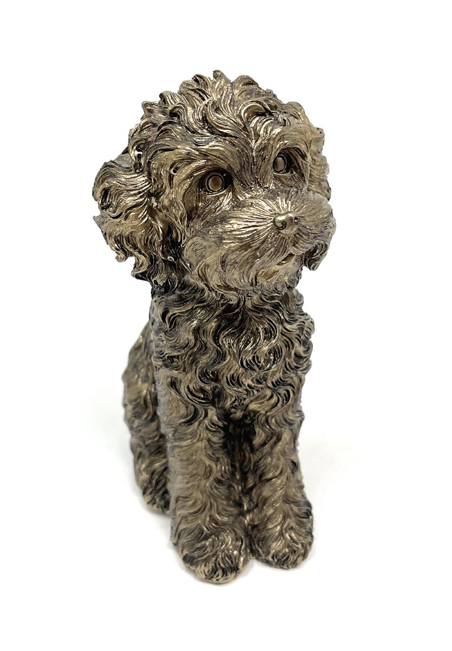 Large Sitting Bronze Cockapoo Dog Figurine JD311100