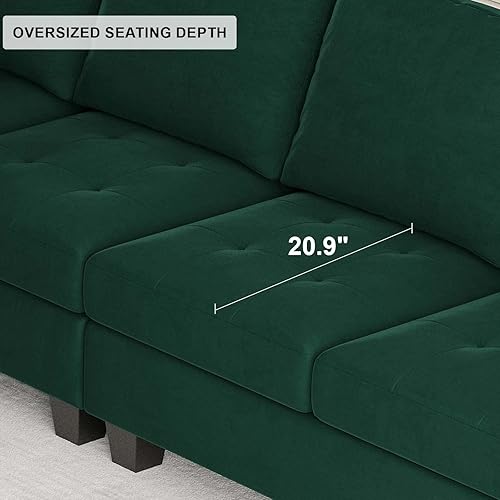 Miniatura 4 de Belffin Módulo de terciopelo de un solo asiento para sofá modular seccional, sofá sin brazos, tela moderna, color verde