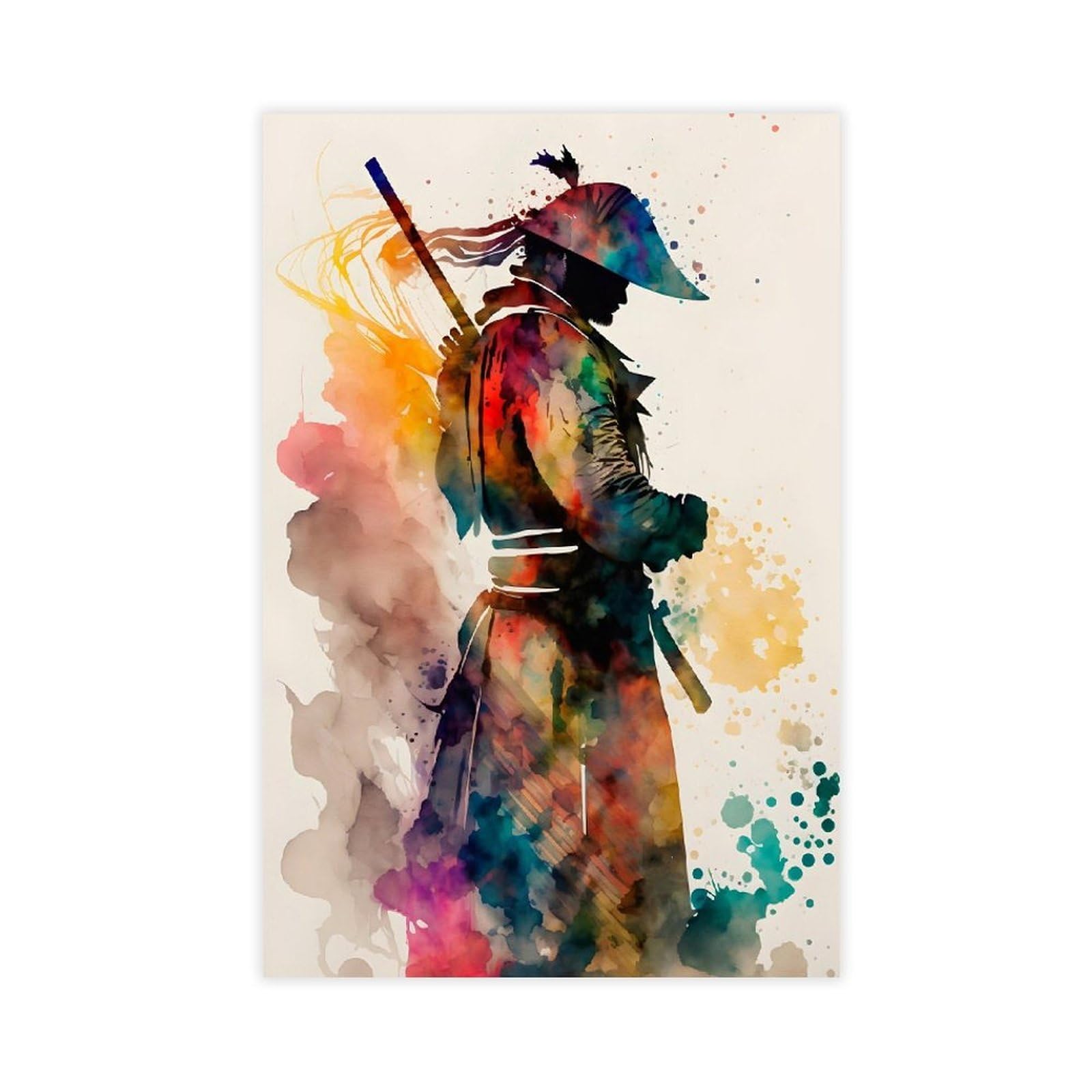 Qnvjqkdsi Unframe Japanese Samurai Art (2) Canvas Poster Bedroom Decor Landscape Office Room Decor Gift 24" L X 36" W