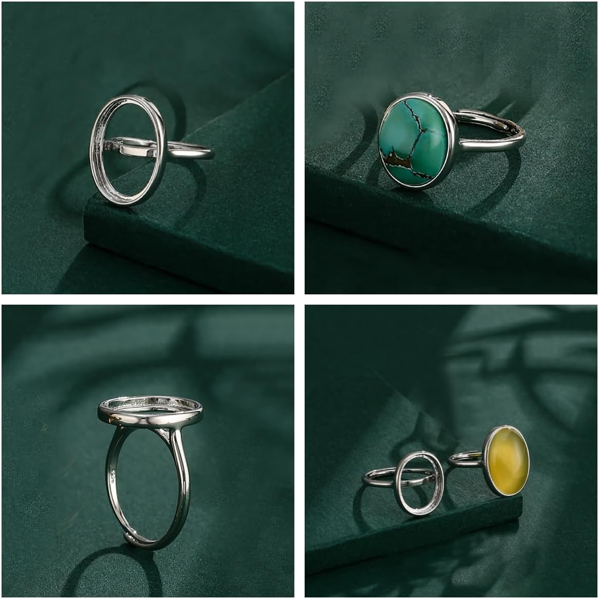 Sterling Silver 925 Ring Setting With Oval Cabochon Rings Blank Base Fine DIY Jewelry Making Accessories Findings