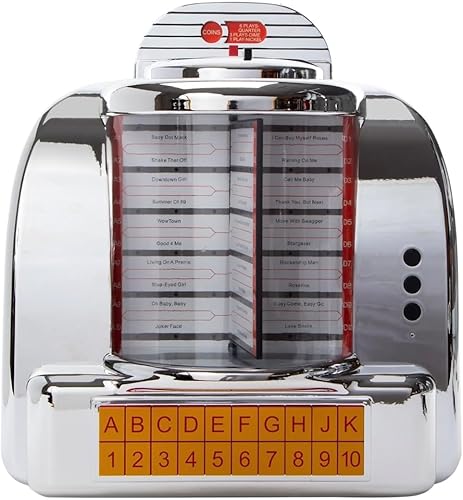 Altavoz inalámbrico clásico cromado estilo Jukebox con pantalla de selección de canciones, interfaz de teclado, pantalla de altavoz nostálgico