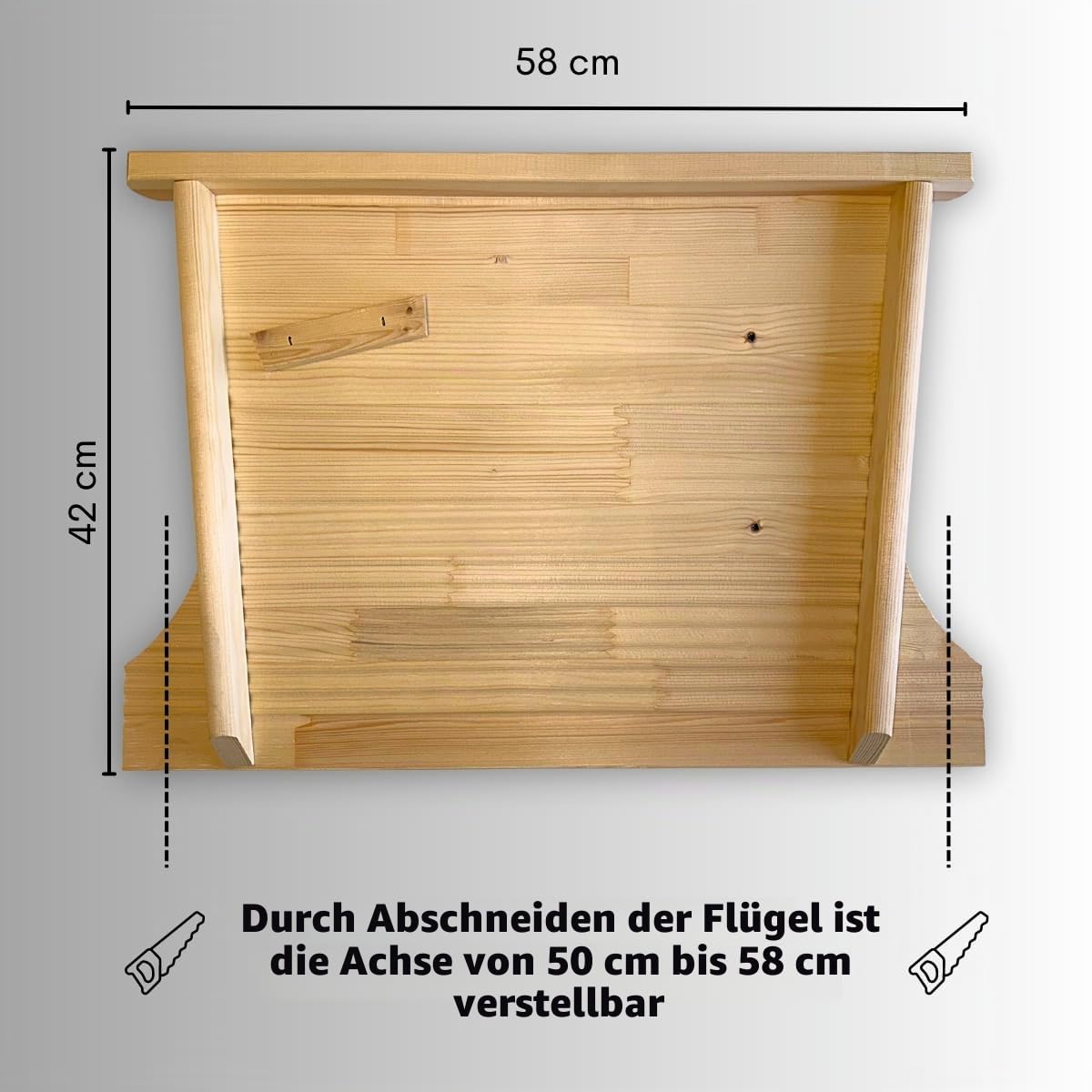 Tomaino Waschbrett aus Holz, Handwaschbecken für Wäsche, Waschtisch für Waschbecken von 51 cm bis 72 cm (klein 42 x 4 x 51/58 cm)