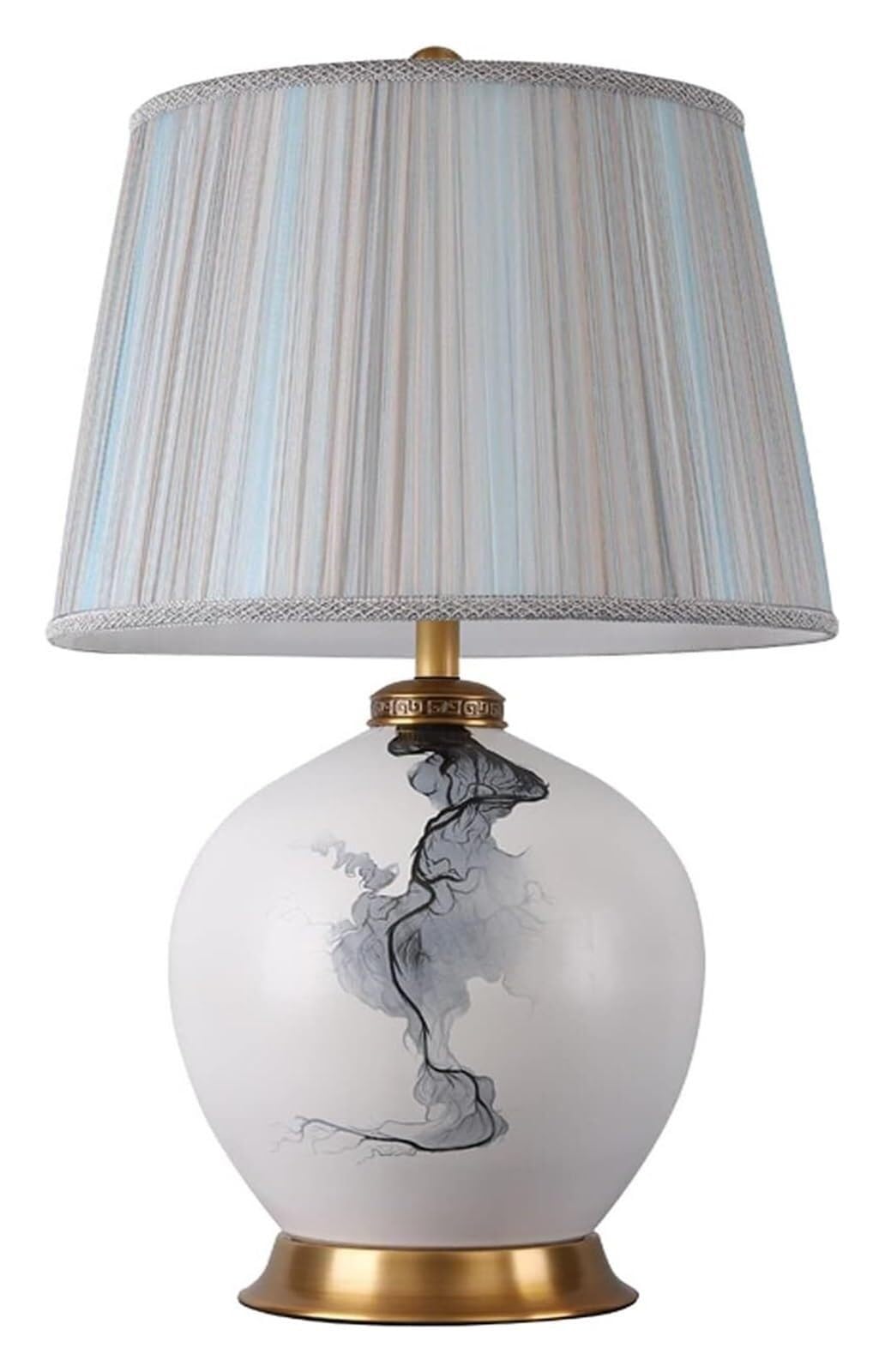 HYHDDM Traditional Chinese Style White Ceramic Table Lamp,Bedside Nightstand Lamp for Living Room Dining Room Home Decor