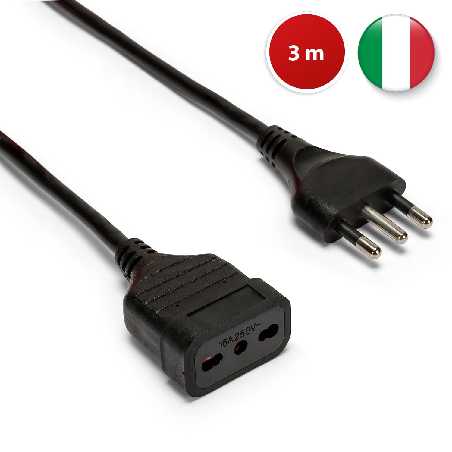 Velamp Rallonge électrique De 3 Mètres Grande Prise (16A) Et