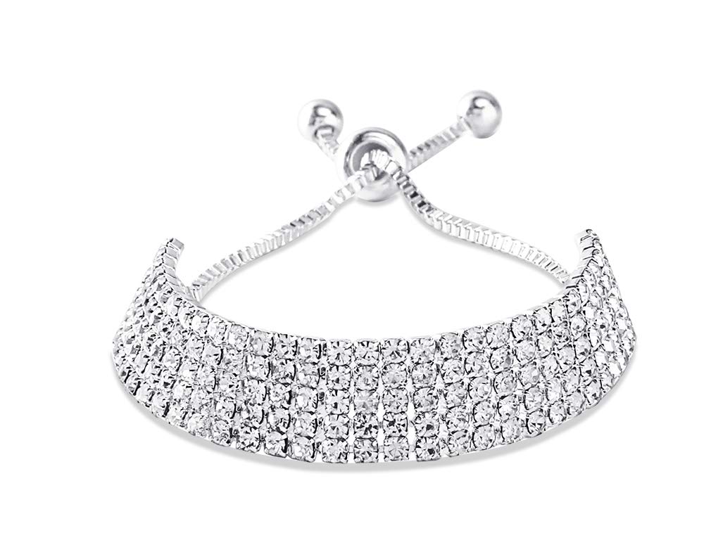 EFTOMCZ Tennis Bracelets Classic Sparkly Rhinestone Bracelets for Women Adjustable Wrist Chain Jewelry