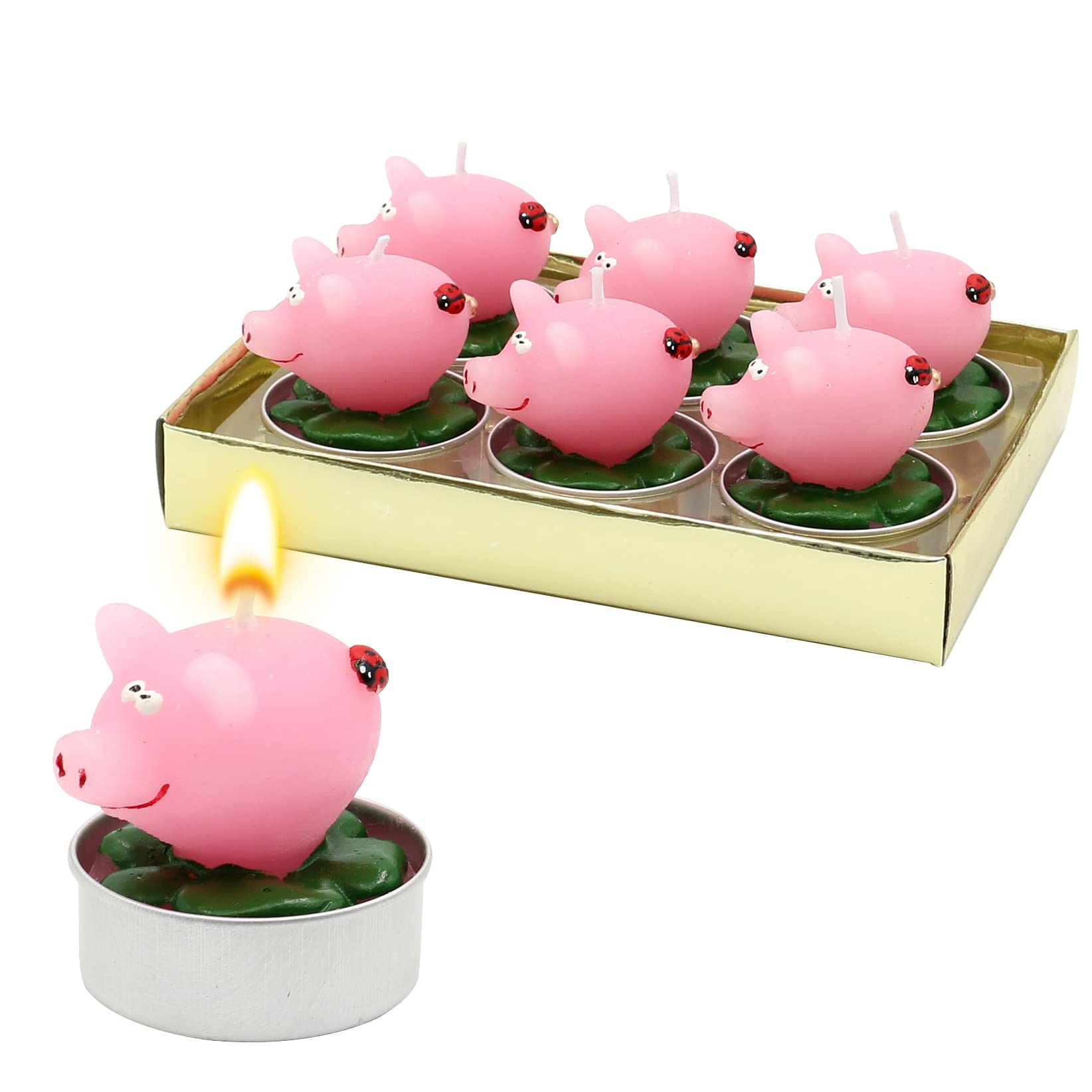 Dekohelden24 Piggy Lucky Pigs Tea Light Set Of 6 Dimensions Of Each Pig 4 X 5 X 4 Cm