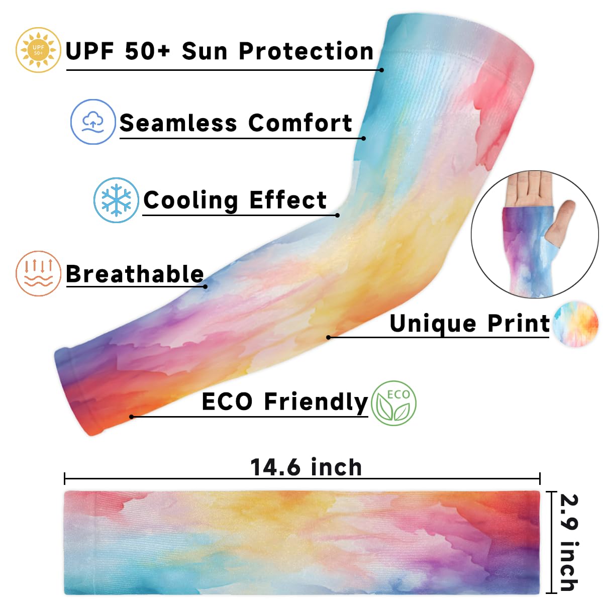 Eativisa Gardening Sleeves for Women Men Arm Sleeves Color Watercolor Anti-Slip Defense Sun Protection Sleeves Breathable UV Cooling Farmer Sleeves Cover Arms for Sport Outdoor Running