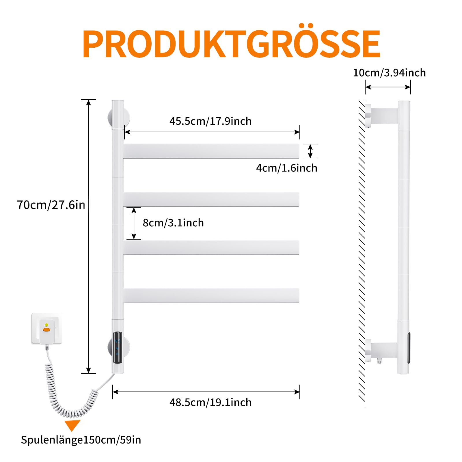 LCD Bagno Radiatore Scaldasalviette Scaldasalviette Termoarredo Elettrico Radiatore Elettrico Basso Consumo, Scalda Asciugamani, Termoarredo Elettrico Bagno con Timer