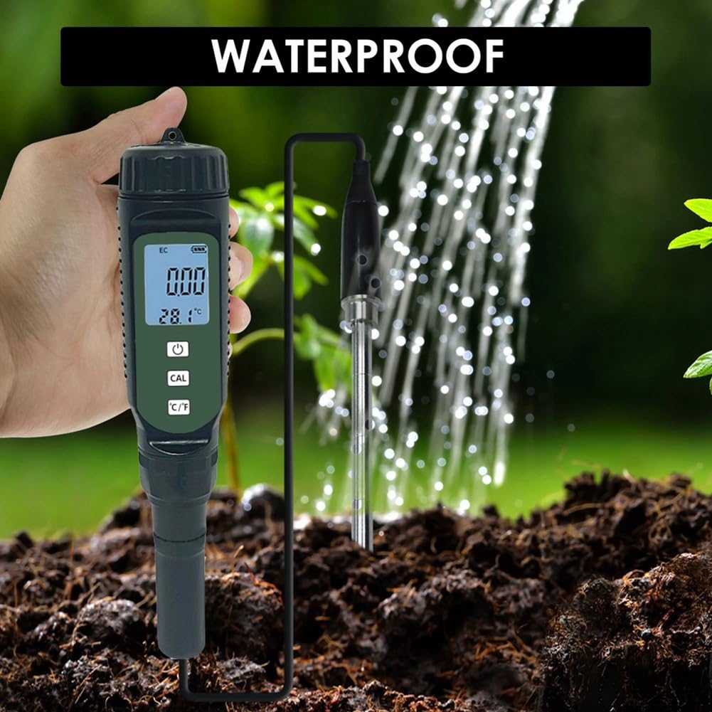 Tester del Suolo Valore EC Termometro Sonda Esterna Strumento di Test per Piante da Giardino Fiori