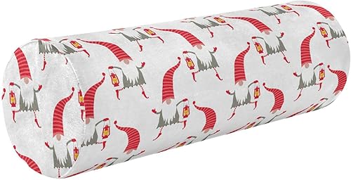 Miniatura 1 de Christmas Gnomes Lanterns Plush Bolster Pillow Cervical Neck Roll Pillow Cover Round Pillow for Back Cylinder Body Pillow Lumbar Support