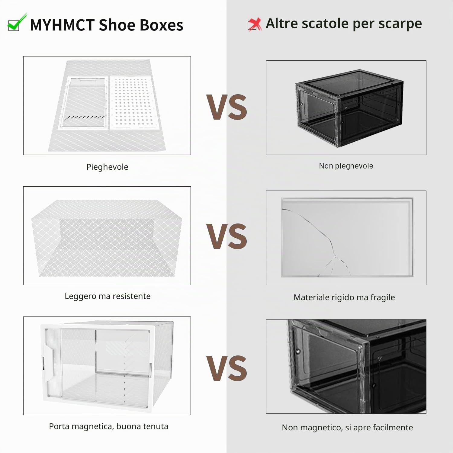 12 Pack Scatola per Scarpe Impilabili in Plastica Trasparente Con Porta Magnetica - Organizzatore Con Bastoncino per Aromaterapia per l'Armadio - Adatto Fino alla Misura 45