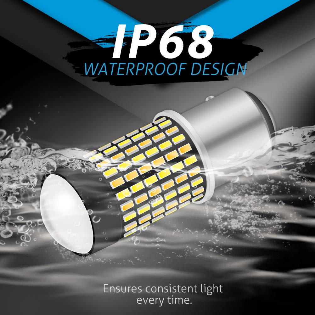 KATUR super jasne 1157 2057 2357 7528 BAY15D P21/5W przełączane żarówki LED białe/bursztynowe 3014 120SMD z projektorem do świateł kierunkowskazów i świateł do jazdy dziennej/DRL (4 sztuki)