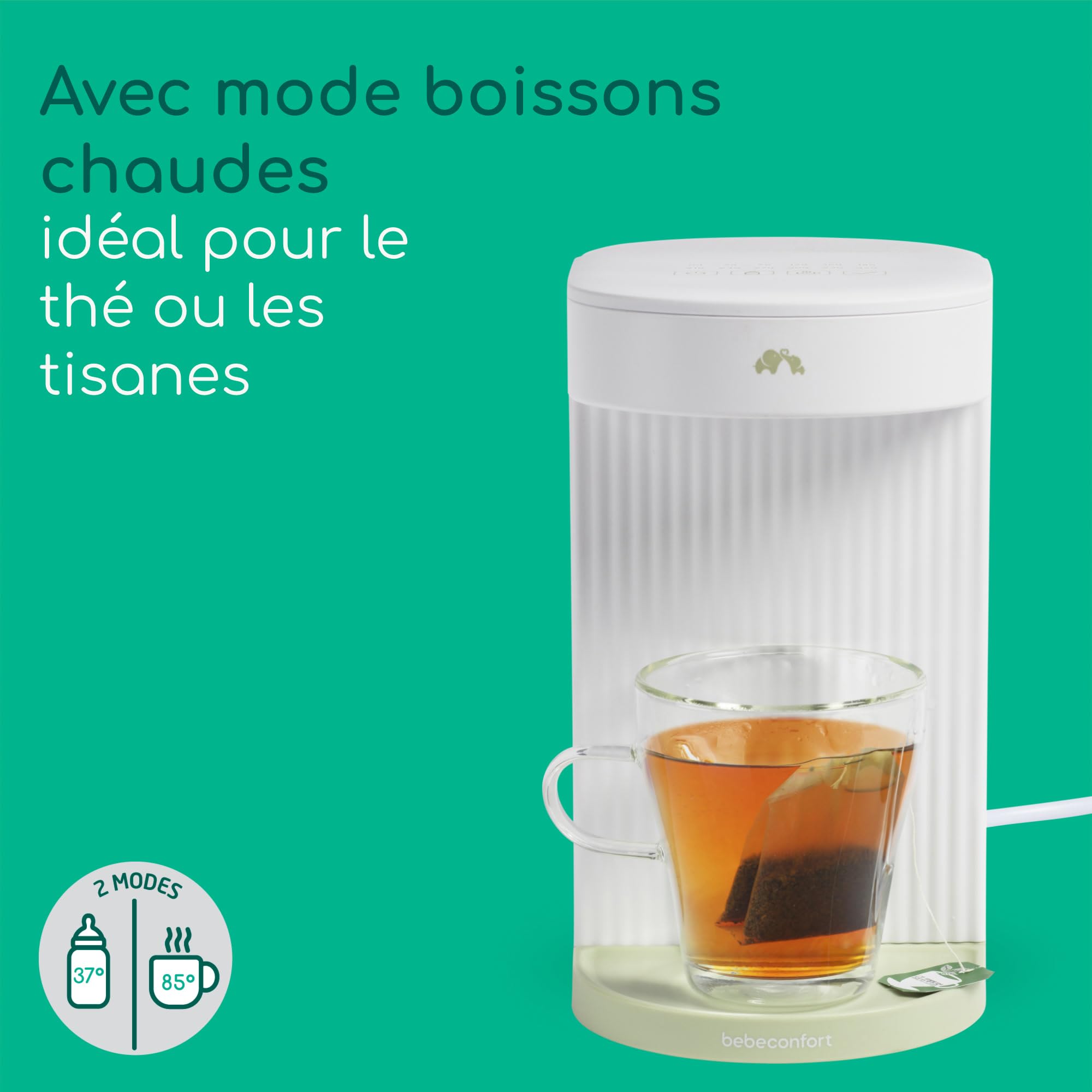 Bebeconfort Chauffe Biberon Instantané, Température Précise en Quelques Secondes, Chauffe Biberon Rapide et Silencieux, Distributeur D'eau Chaude (80 °C), Mémoire Intégrée, Autonettoyant