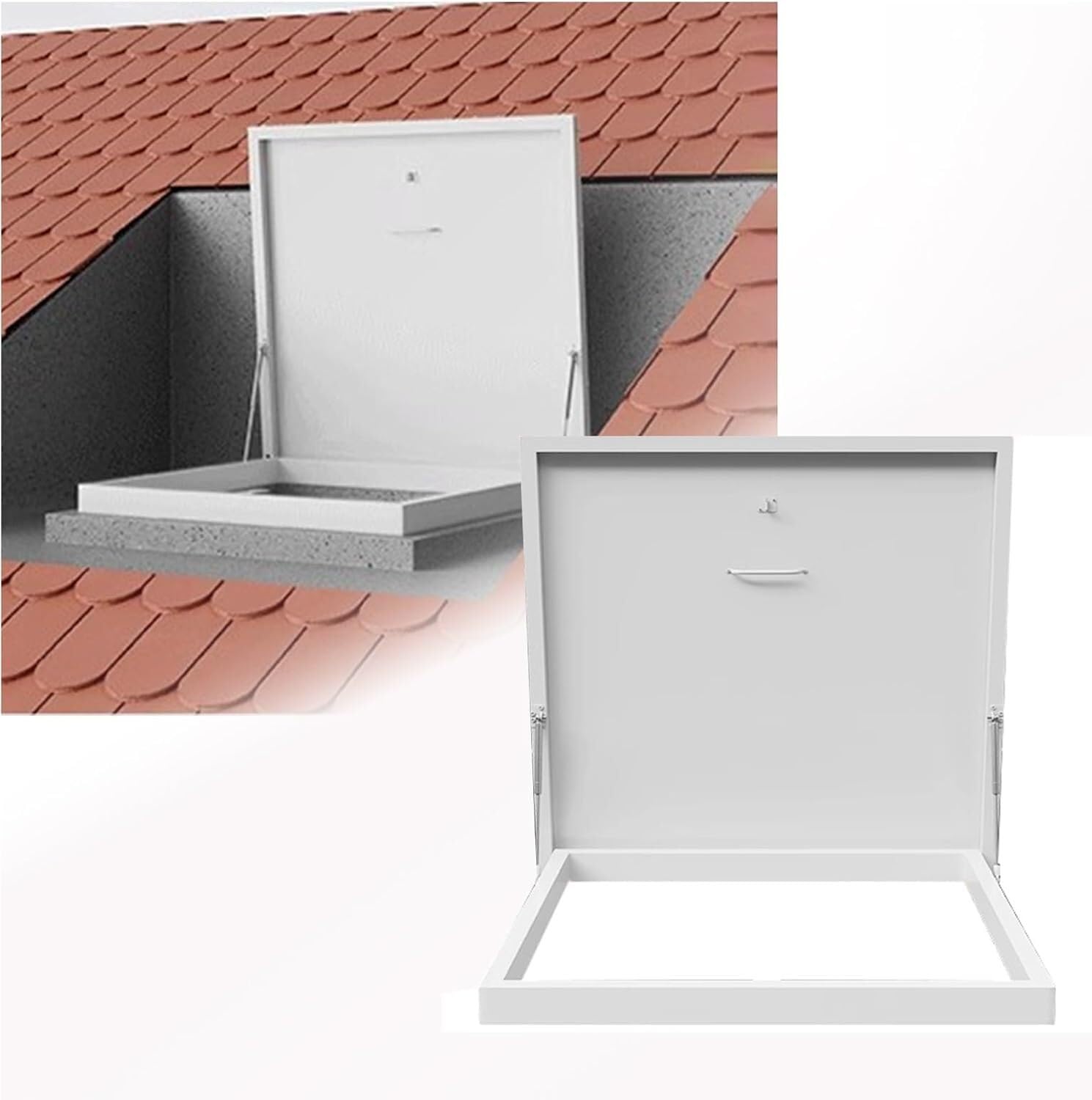 VUIKLCty Attic Basement Cellar Staircase Exit Cover Plate With Hydraulic Support Rods(60x60CM/23.6x23.6in)