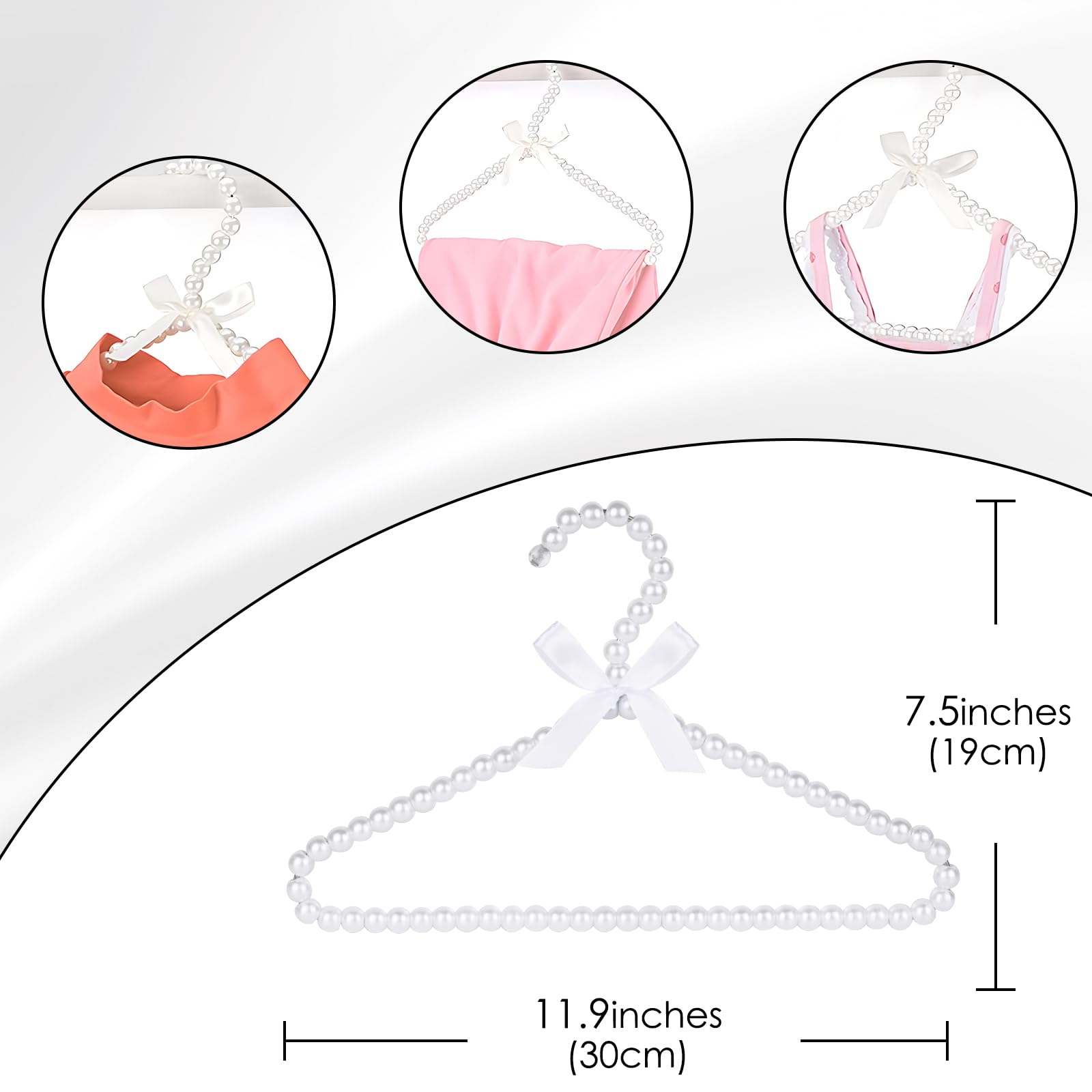 Perlen-Kleiderbügel Für Kinder – 10 Stück, Weiß, 30 Cm – Für Kleidung, Haustieroutfits