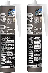 Kit 2 Cola Pu 40 Adesivo Poliuretano Placa de Revestimento PVC Vidro Madeira Metal Juntas Dilatação 400g (BRANCO)