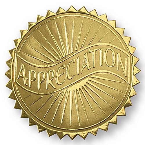 Paperdirect Appreciation Banner Embossed Gold Certificate Seals, 102 Pack #TOP7