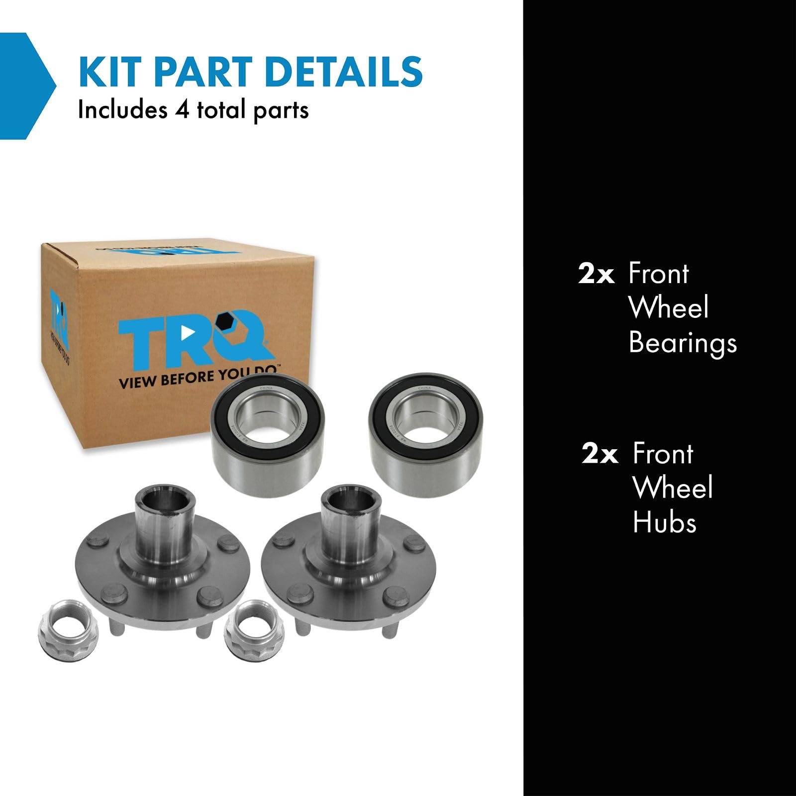 TRQ Front Wheel Hub & Bearing Pair W/ ABS – For RAV4, XB, TC & More, 2-Piece Set